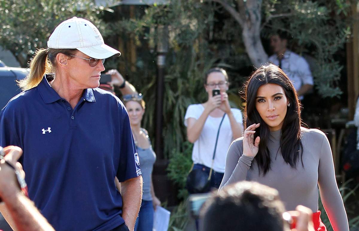 LOS ANGELES, CA - OCTOBER 08: Kim Kardashian and Bruce Jenner are seen filming  their reality show on October 20, 2014 in Los Angeles, California.  (Photo by JB Lacroix/GC Images)