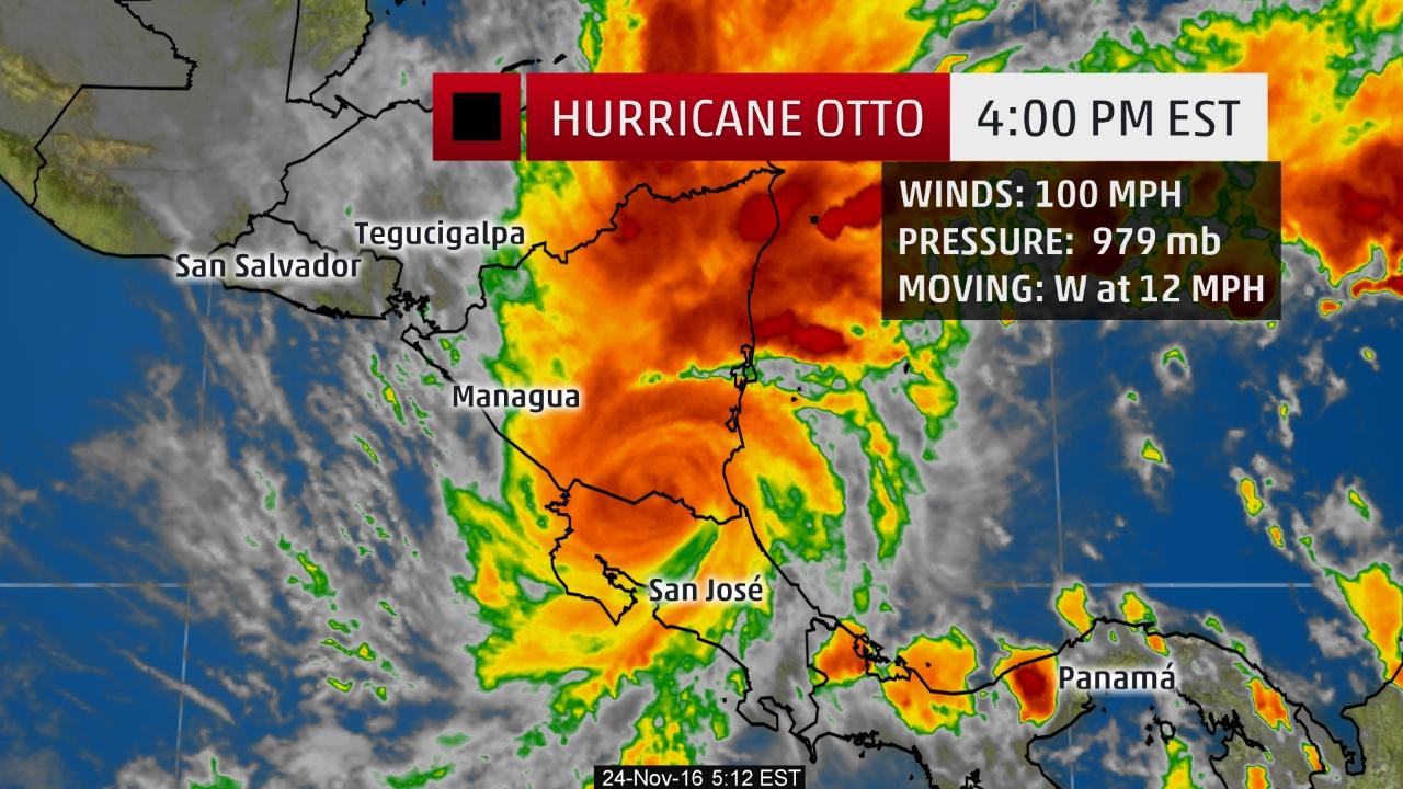 Huracán Otto está de lleno en Costa Rica
