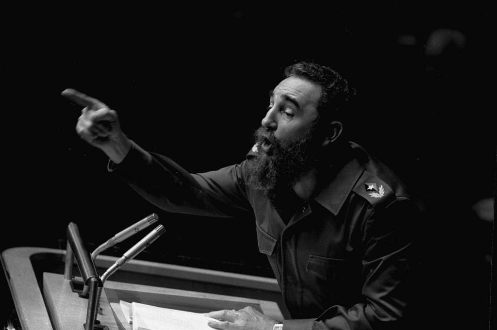 12 de octubre de 1979, el presidente cubano Fidel Castro pronuncia un largo discurso ante la Asamblea General de Naciones Unidas. 