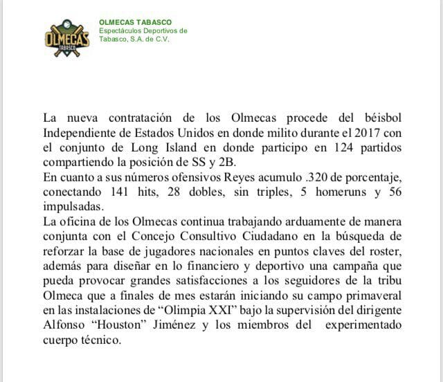 Comunicado de los Olmecas de Tabasco sobre Elmer Reyes