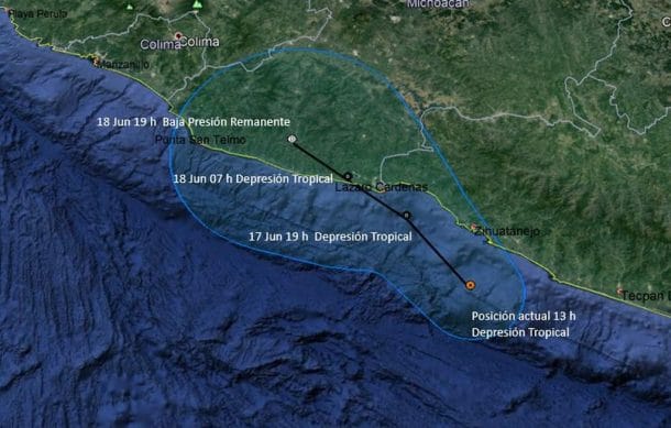 Carlotta” genera fuertes lluvias en Colima, Michoacán, Guerrero y Oaxaca