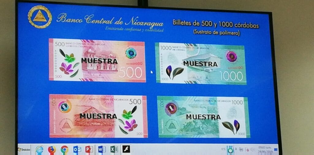 El Banco Central de Nicaragua anunció hoy los nuevos billetes de 500 y 1,000 córdobas