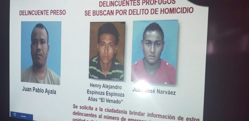 Delincuente preso Juan Pablo Ayala, aún prófugos Henry Espinoza Espinoza y Juan José Narváez