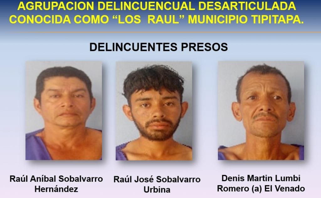 Los delincuentes Raúl Sobalvarro, Raúl Sobalvarro, Denis Lumbi Romero