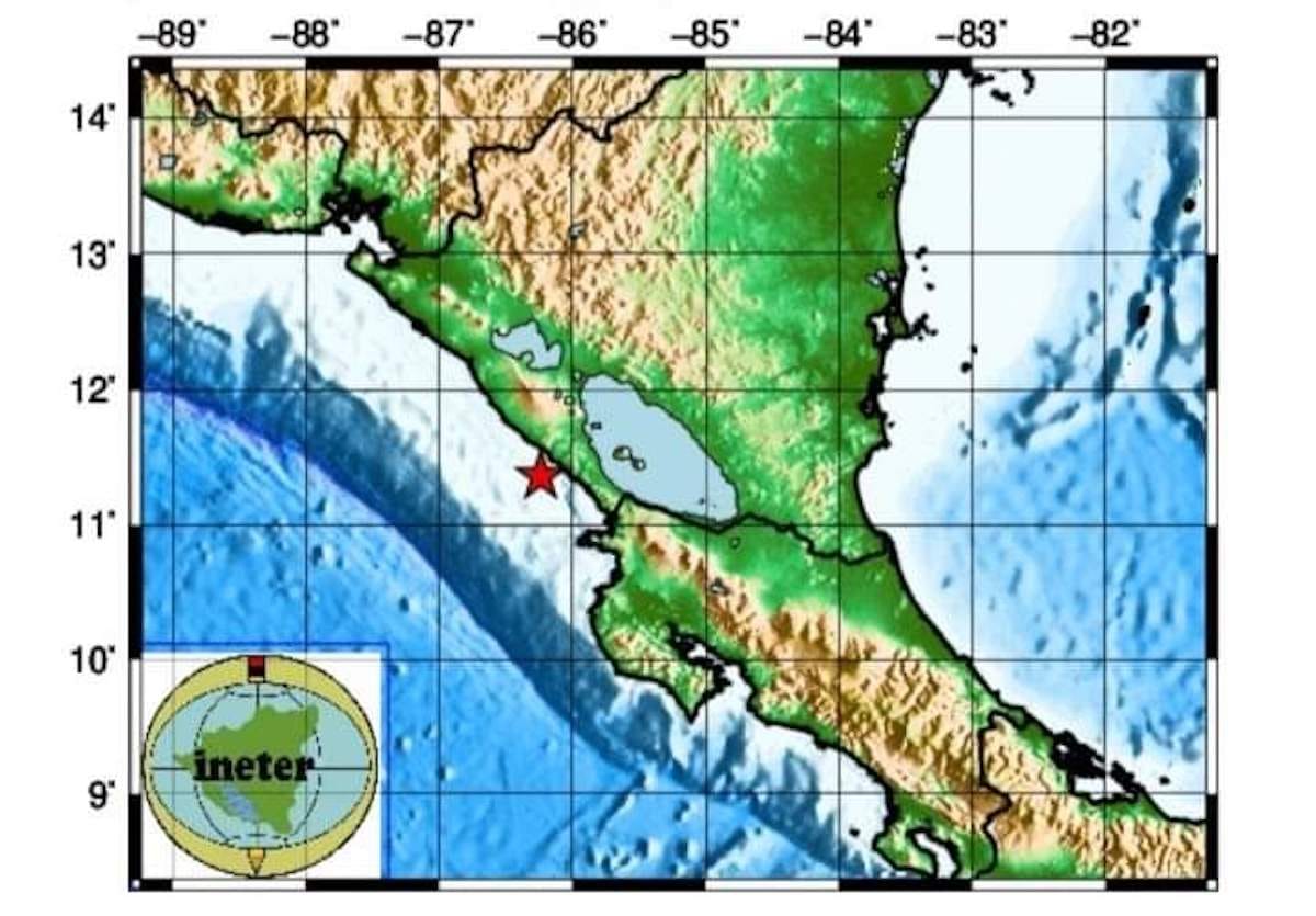 INETER registra un sismo de magnitud 5.0 a 33 km de profundidad, a 17 km sl SO de El Astillero, Rivas