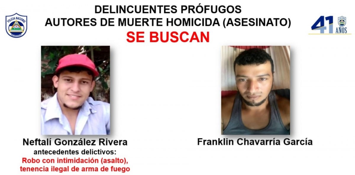 Se busca a Neftalí González Rivera y Franklin Chavarría García