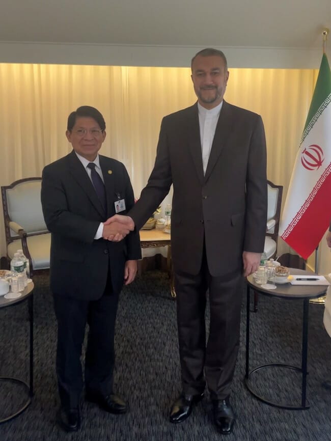 Compañero Canciller Denis Moncada con Sr. Hossein Amir-Abdollahian, Ministro de Relaciones Exteriores de la República Islámica de Irán, Irán