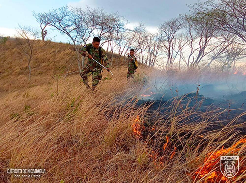 Ejército de Nicaragua: Labor destacada en extinción de incendios en Chontales