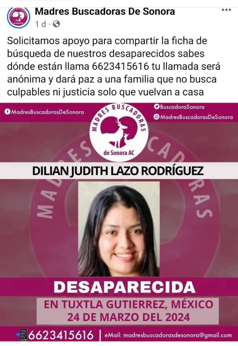 Madre busca a su hija desaparecida en México
